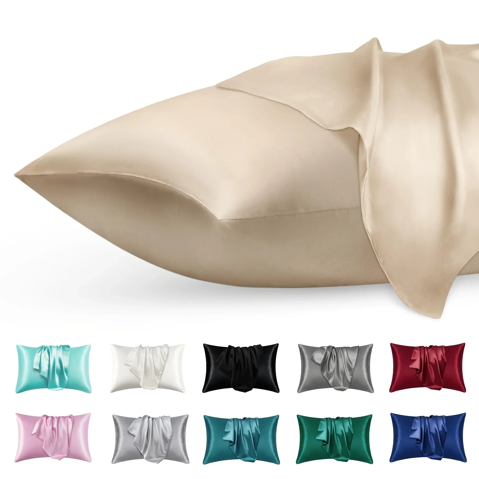 2pcs Luxury Satin Envelope Pillowcase  Solid Color, Silk Like High-End Nighttime Hair Protection, Woven Fabric, Active Printing