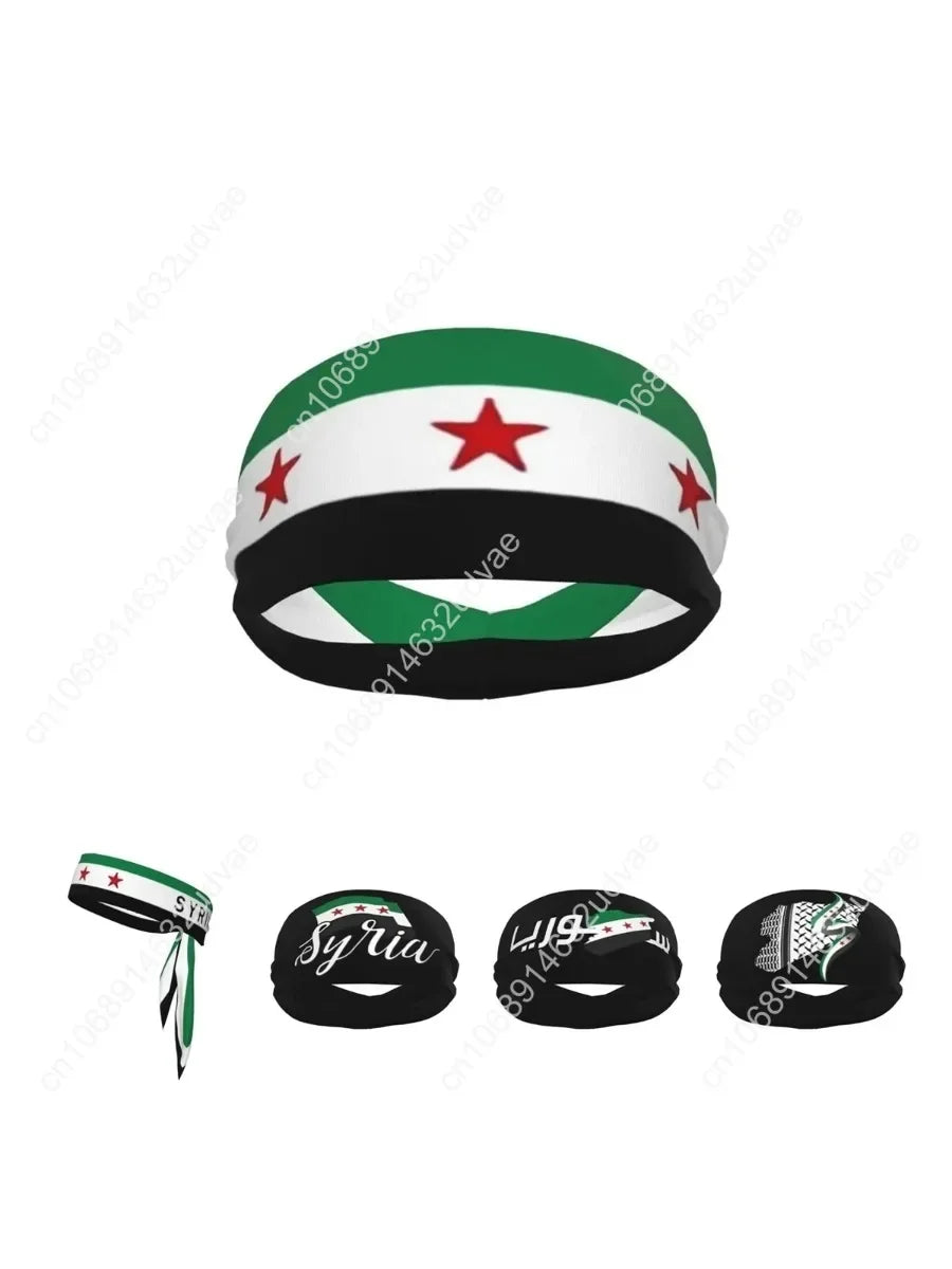 Syrian Sport Sweatbands Flag of Syria Sweat Headband Gym Fitness Hair Bandage Anti-slip Hair Sweat Bands