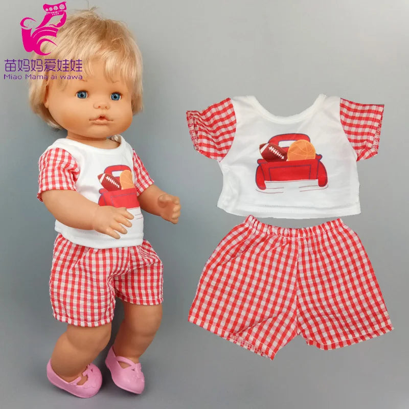 16 Inch Nenuco Doll Clothes T-shirt Short  for 40cm Ropa Y Su Hermanita 38cm Baby Doll Fashion Denim Shorts