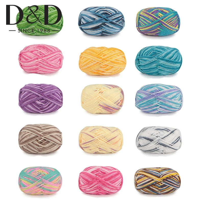 5Strands 2.5mm Colorful Soft Cotton Baby Knitting Wool Yarn Crochet Craft  Crochet Fancy Yarn Hand Knitting Sweater Baby Clothes