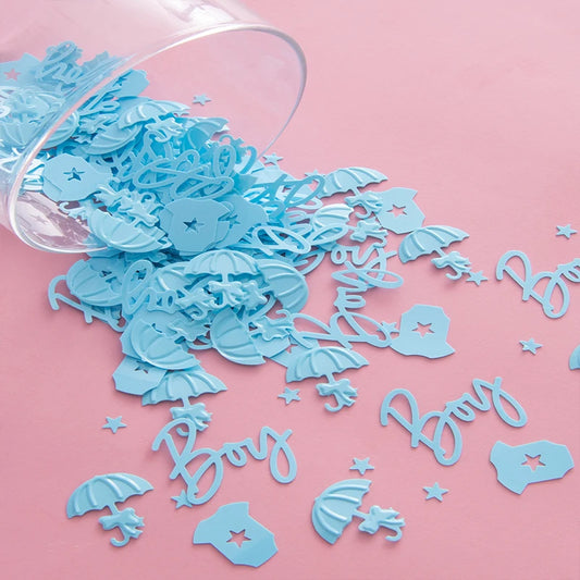 15/30/50g blue boy letters, clothes, umbrella scraps mixed, suitable for baby shower, baby shower, baby party decoration.