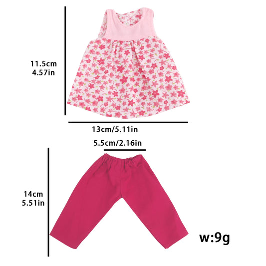 35CM Baby Doll Clothes Set Flower Sleeveless T-shirt+Cropped Pants Star Suit For 14 Inches American&Russia DIY Girl Dolls