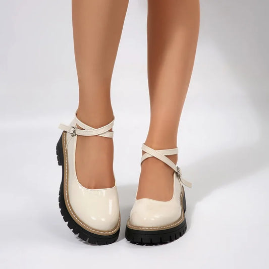 2025 NEW High quality simple and stylish Spring Autumn Round Toe Thick Heel Women's Shoes Small Leather Shoes for Women