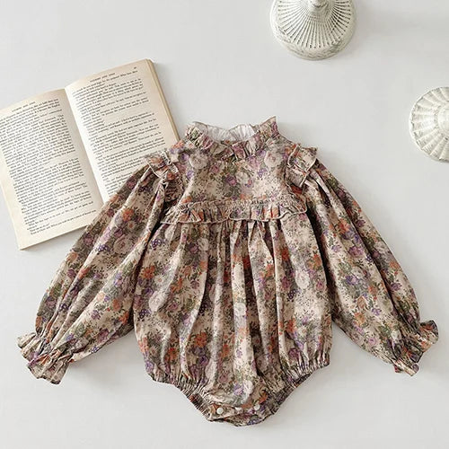 2024 New Autumn 0-24M Children Clothes Newborn Baby Girls Long Sleeved Cotton Bodysuits+Lace Dress Korean Style Climbing Suit