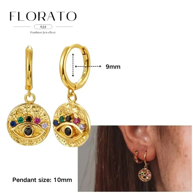 925 Sterling Silver Ear needle European And American Style Hoop Earrings Round square Pendientes Fashion For Women Birthday Gift