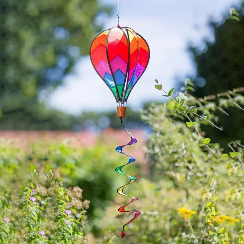 Hot Air Balloon Wind Spinner Rainbow Hanging Wind Twister Outdoor Windmill Garden Yard Home Festival Celebration Balloon