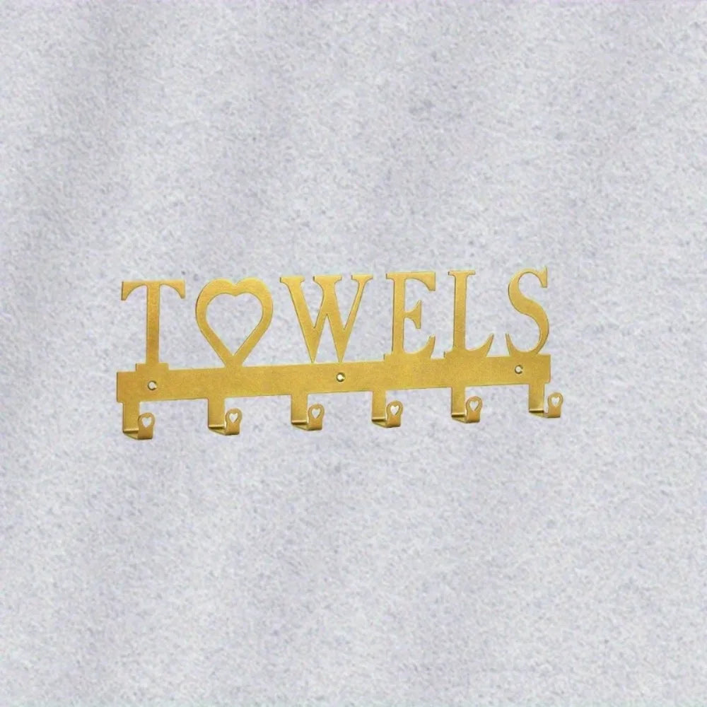 Sturdy Gold Metal Wall Hook Organizer: Multi-Purpose Key & Coat Hanger for Home, Office & Entryway.