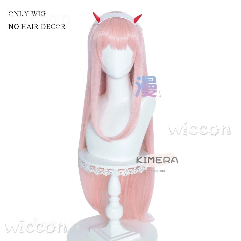 asdh8@Zero Two 02 Cosplay Costume Wig Figure Same Style Roleplay Anime DARLING Bride in the FRANXX White Lace Gown Wedding Dress