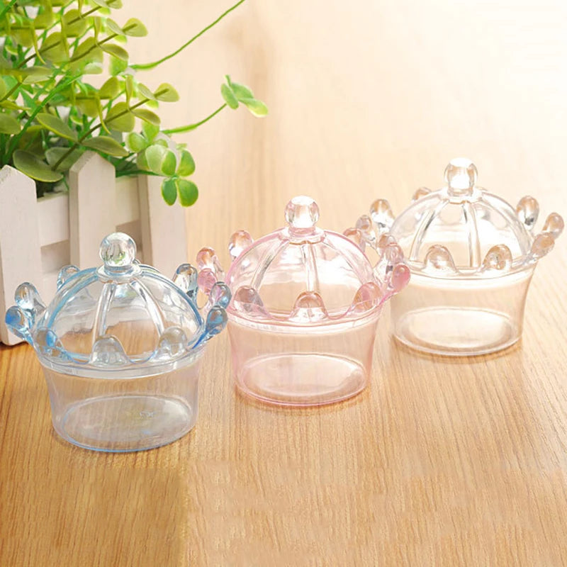 12pcs/lot Crown Candy Box Transparent Chocolate Boxes Packing Box Bride Groom Wedding Decoration Birthday Party Favor Gifts