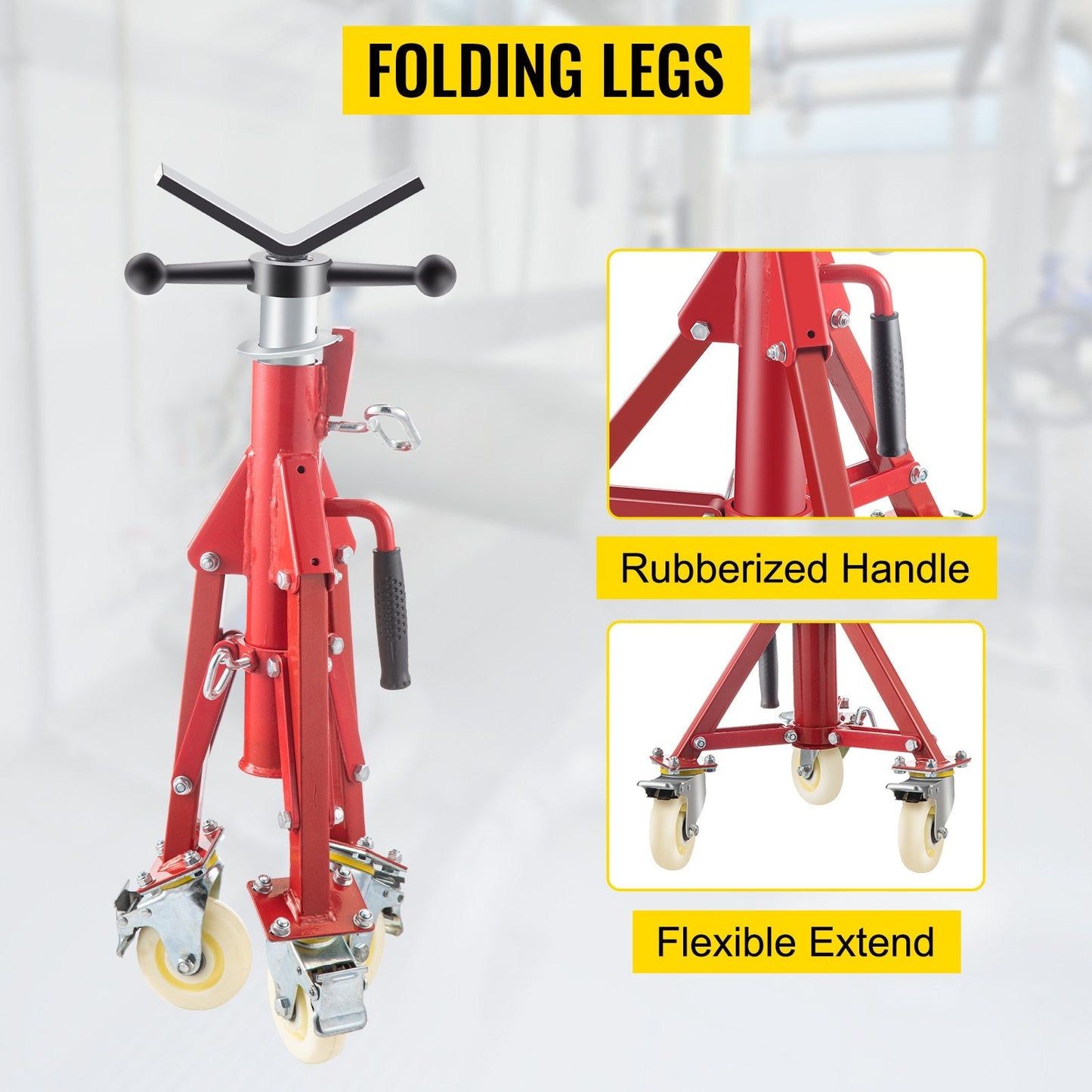 Pipe Stand, Pipe Jack Stand, V Head Pipe Stand Adjustable Height 20-37