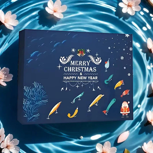 Christmas Fishing Advent Calendar 24Pcs Mixed Fishing Lures Tackle Set, 24 Days Countdown Surprise Gift for Men Anglers