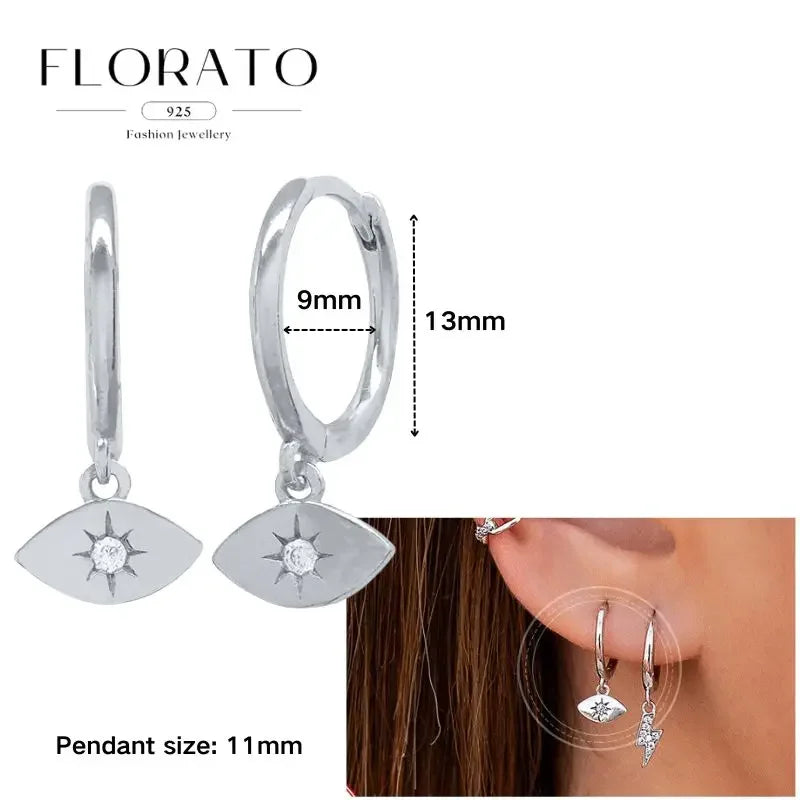 925 Sterling Silver Ear needle European And American Style Hoop Earrings Round square Pendientes Fashion For Women Birthday Gift
