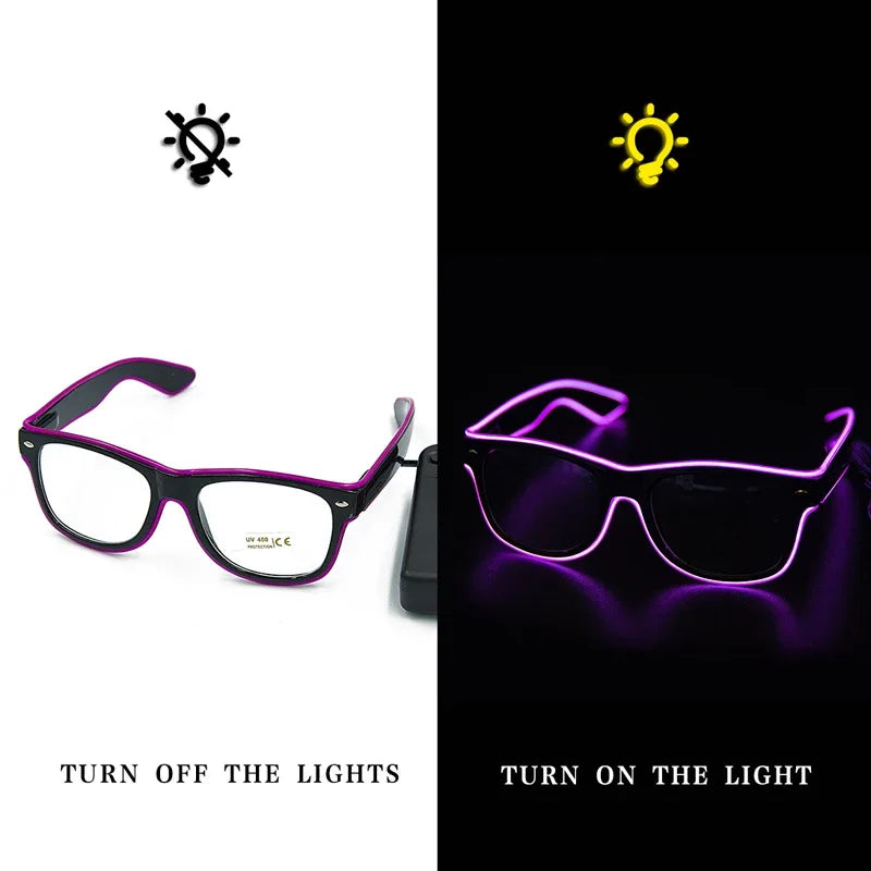 1PC Flashing EL Wire Led Glasses Luminous Party Decorative Lighting Classic Novelty Gift Bright LED Light Up Party SunGlasses