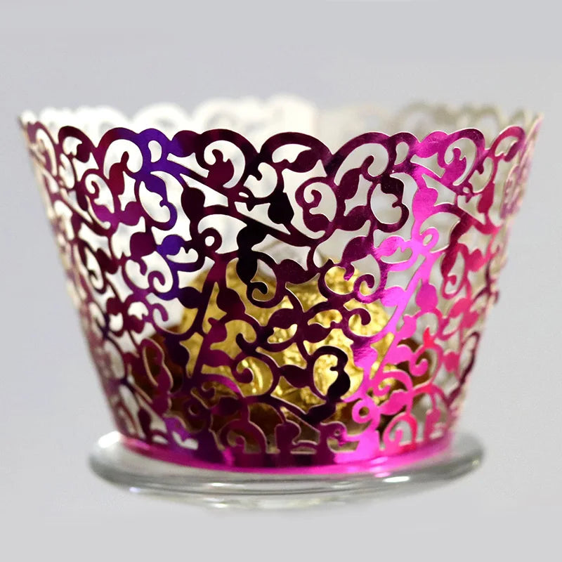 50pcs Lace Cupcake Wrapper Hollow Muffin Cupcake Paper Cups For Baby Shower Wedding Birthday Party Baking Fondant Dessert Decor