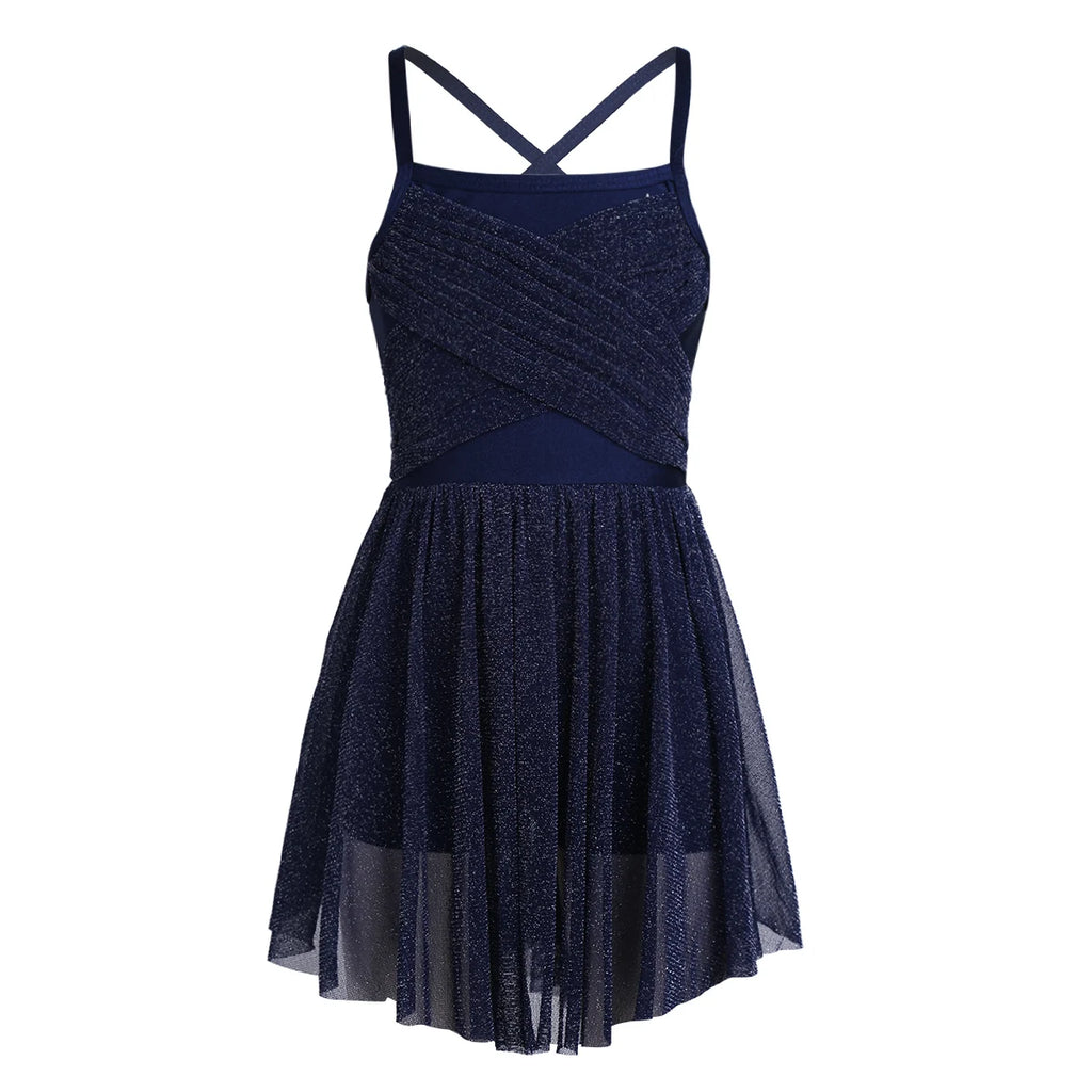 Kids Girls Ballet Leotard Dress Sleeveless Gymnastics Workout Modern Contemporary Dancewear Latin Lyrical Ballerina Costumes