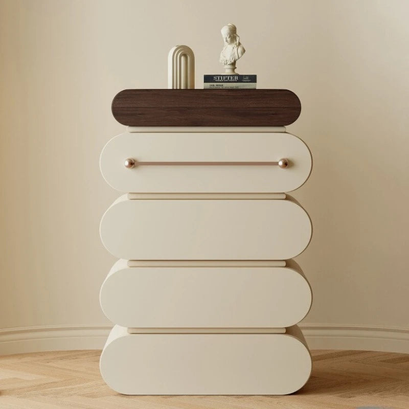 French Cream Style Storage Black Walnut Cabinet Home Furniture Drawer Type Showcase Locker Living Room Cabinets Storage Locker