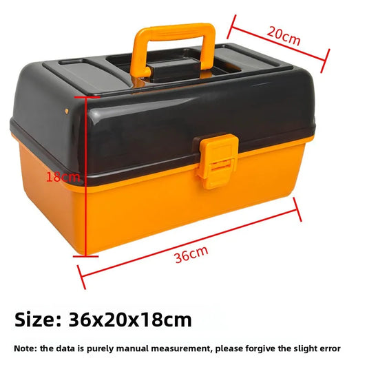 Large Four-Layer Outdoor Fishing Soft Bait Lead Head Hook 547-Piece Set Accessories Lure Bait Orange Tackle Box