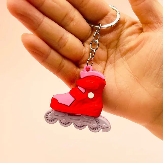 1PC Cartoon Roller Skates Shoes Keychain DIY Jewelry Men Boy grils Souvenir Party Gifts