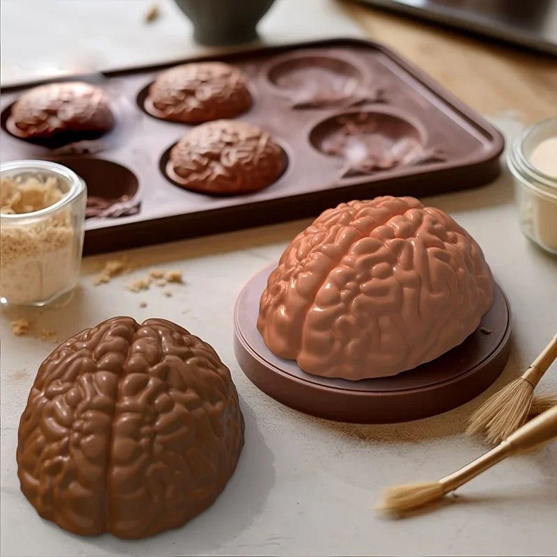 1PC Halloween Silicone Brain Shape Mold For Diy Ice Cubes Puddings Chocolates Cakes Halloween Christmas Festival Party