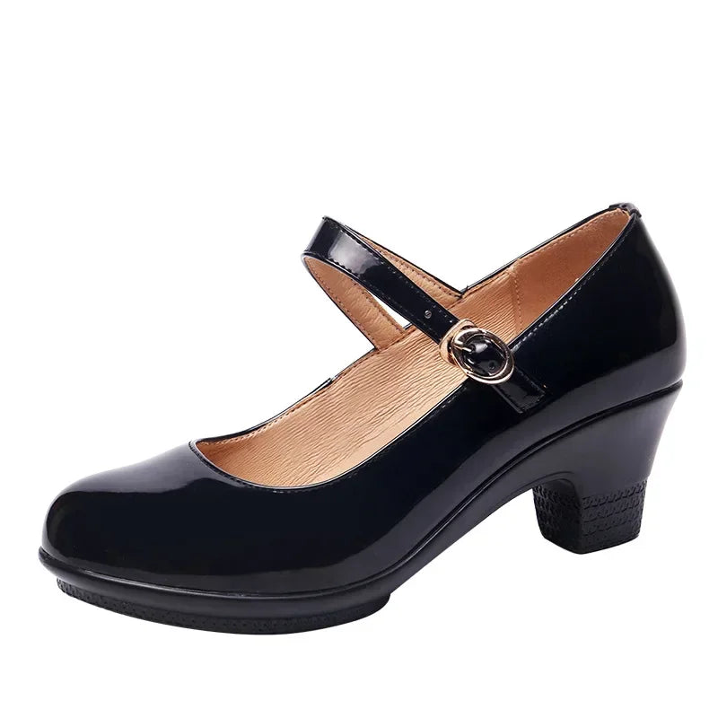 5cm 7cm Small Size 32-43 Shallow Thick Bottom Platform Pumps Women Mary Janes 2025 Med Block Heels Shoes Red Wedding Office Mom