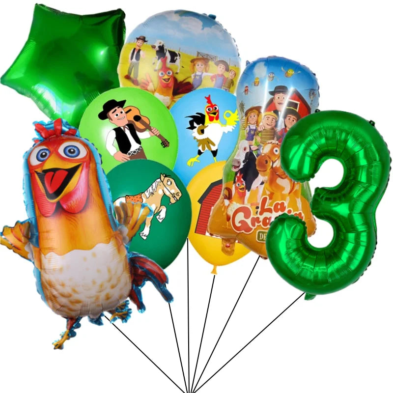 Chicken Dairy Farm Chick Tractor Ballons Happy Birthday Kids Party Animal Pet Dream Rangeland La Granja Zenon Party Decoration