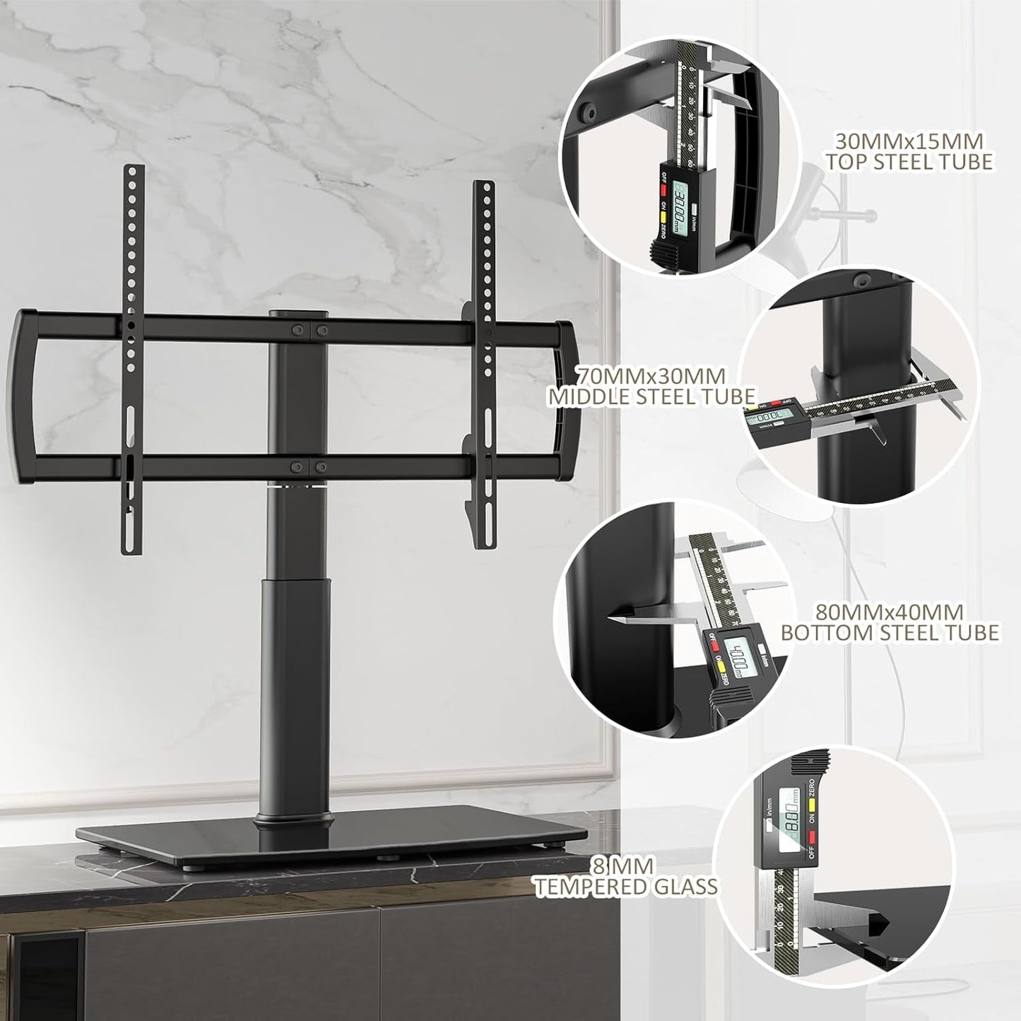 Universal Swivel TV Stand For 32 To 65 Inch TVs With 80 Degree Swivel