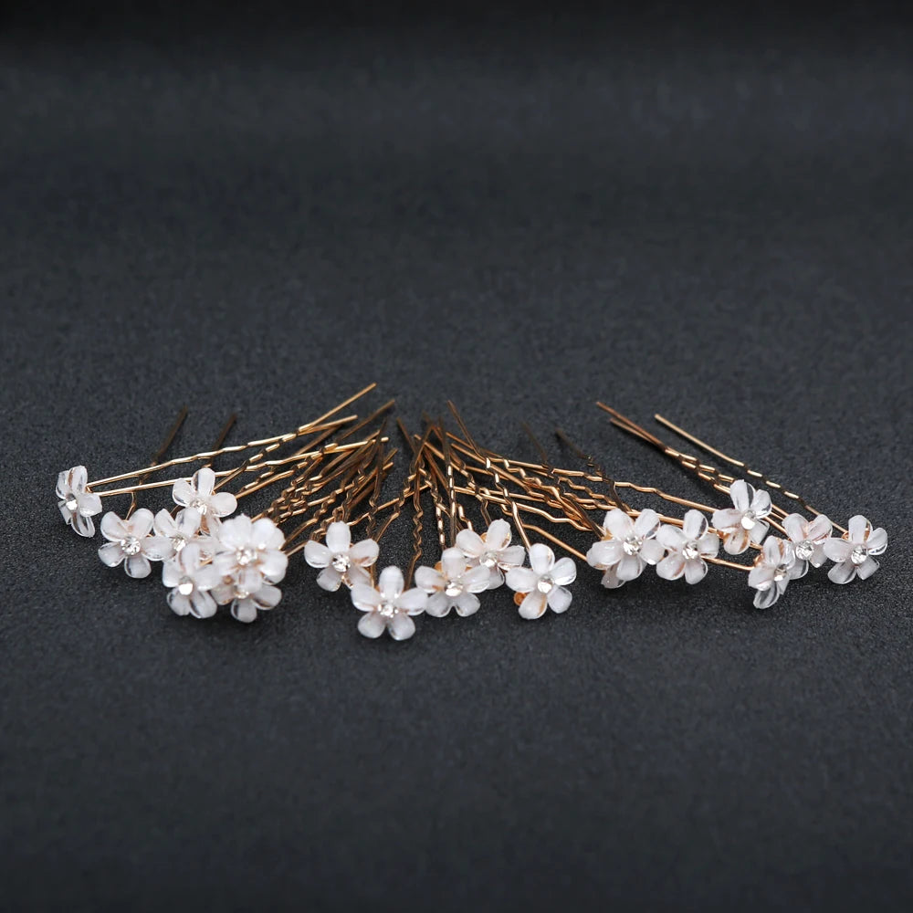 20pcs Elegant Bridal Pearl Hair Sticks Set with Crystal Floral Accents Wedding for Brides Luxury Bridal Headpiece Hair Sticks