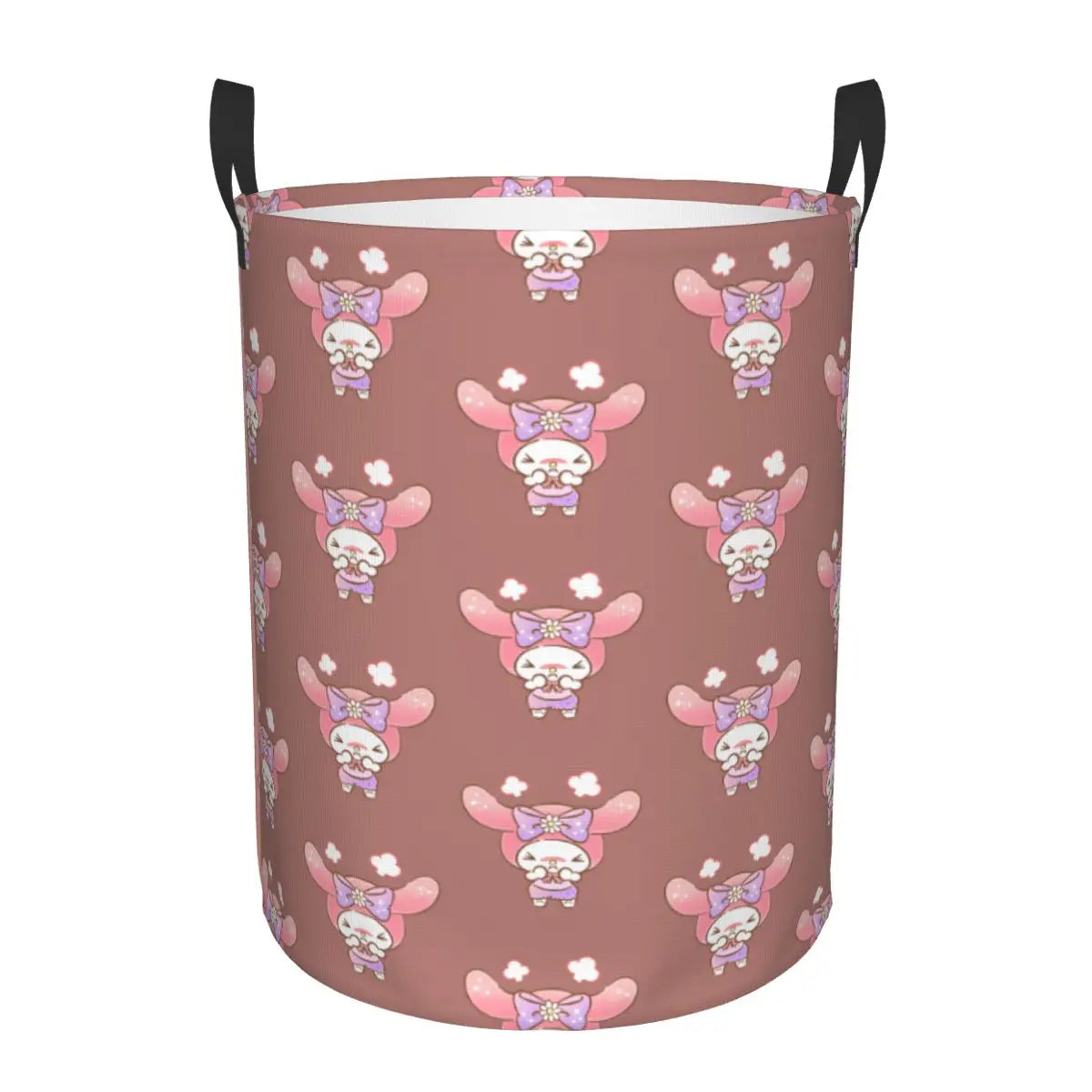 Custom Melody Laundry Basket Collapsible Pink Rabbit Clothes Hamper for Baby Kids Toys Storage Bin