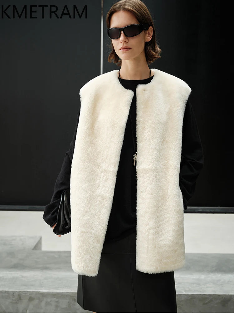 Natural Merino Wool Sheepskin Double Faced Fur Vest Woman High Quality Sleeveless Real Fur Coat Winter Clothes 2025 шуба женская