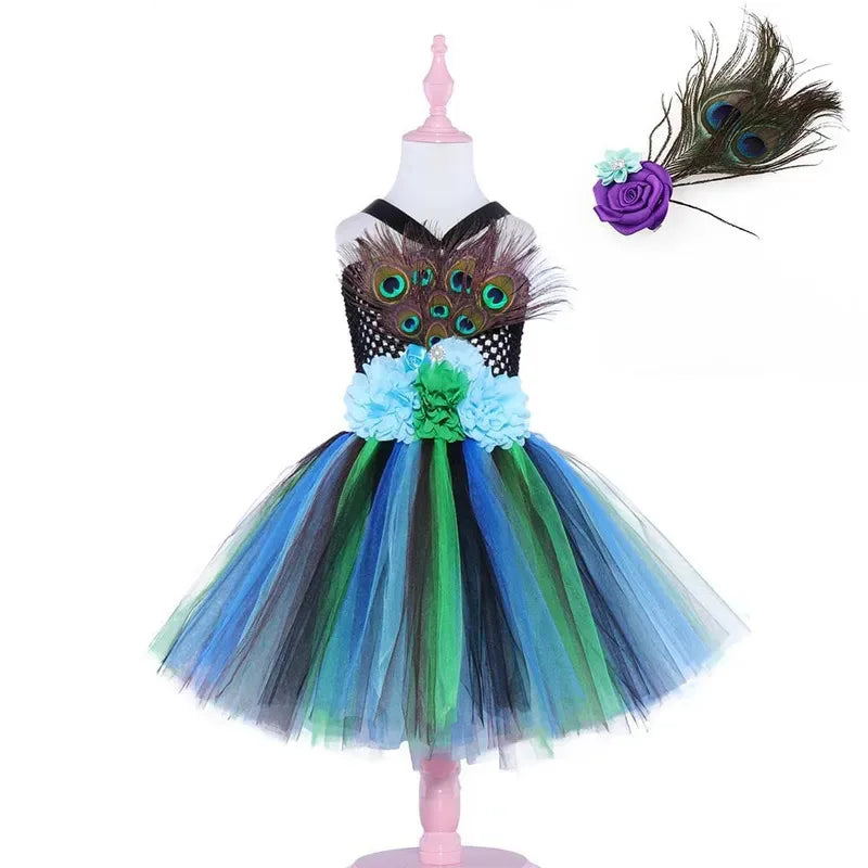 Cosplay Anime Peacock Princess Tutu Dress Girls Anime Cosplay Christmas Costume Happay Purim Birthday Party Dresses Hallowe 72th