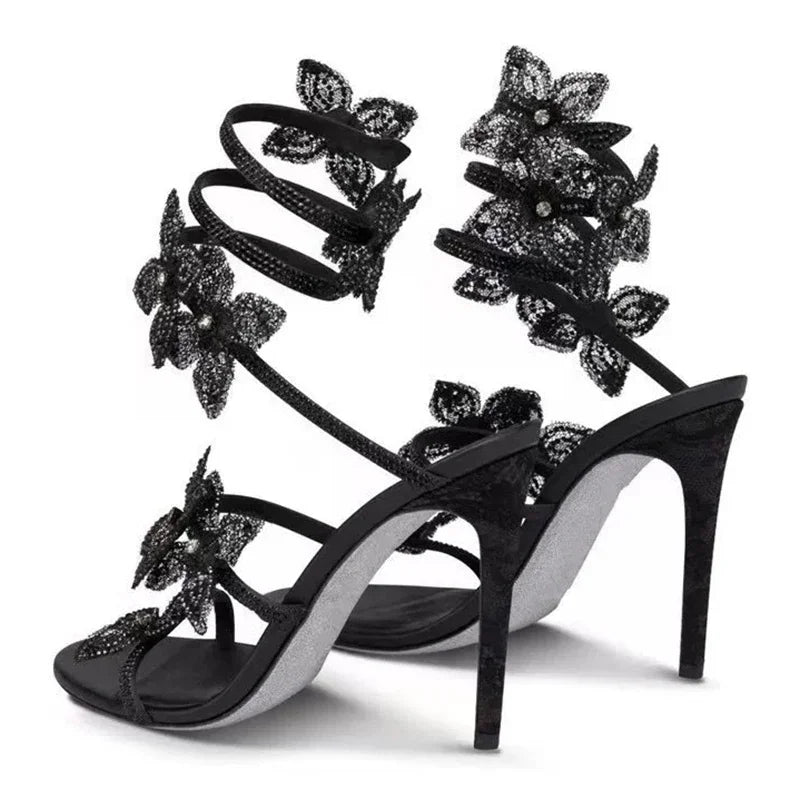 Aneikeh Fashion Crystal Rhinestone High Heels Modern Sandals Women Sexy Butterfly Narrow Band Open Toe Wedding Party Shoes Summe