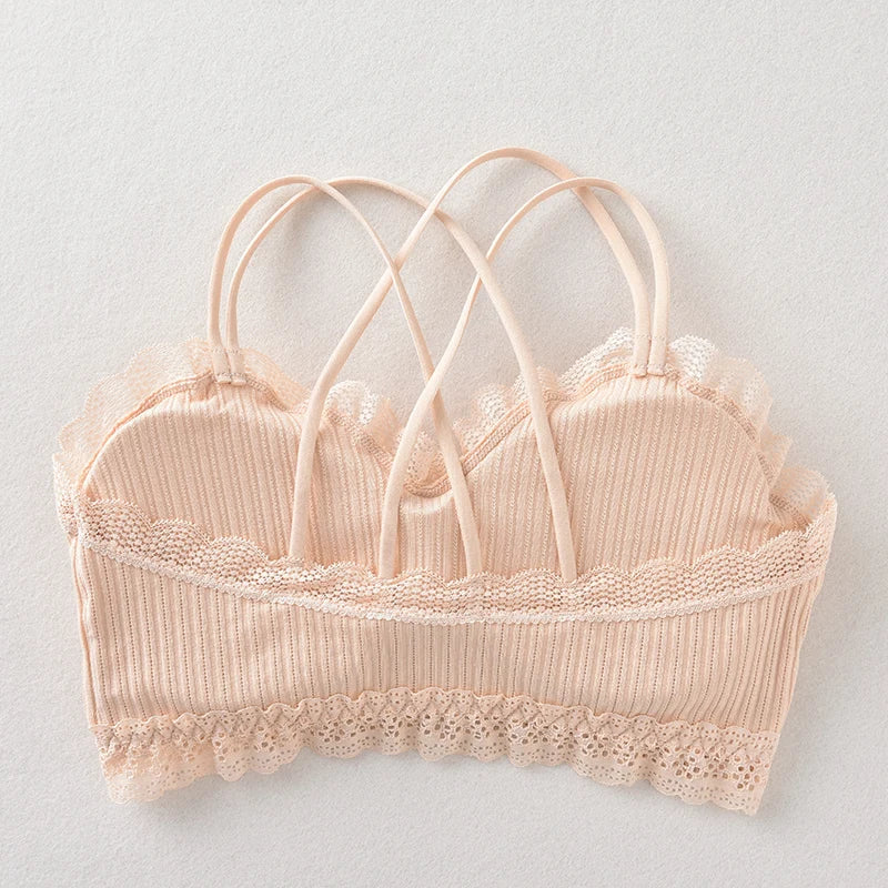 Sexy Bra Tube Top Lace Bralette Women Crop Top Female Sexy Lingerie Beauty Back Intimates Crop Top Seamless Padded Underwear