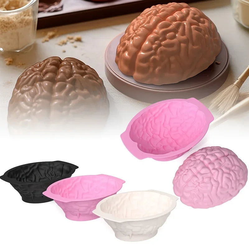 1PC Halloween Silicone Brain Shape Mold For Diy Ice Cubes Puddings Chocolates Cakes Halloween Christmas Festival Party