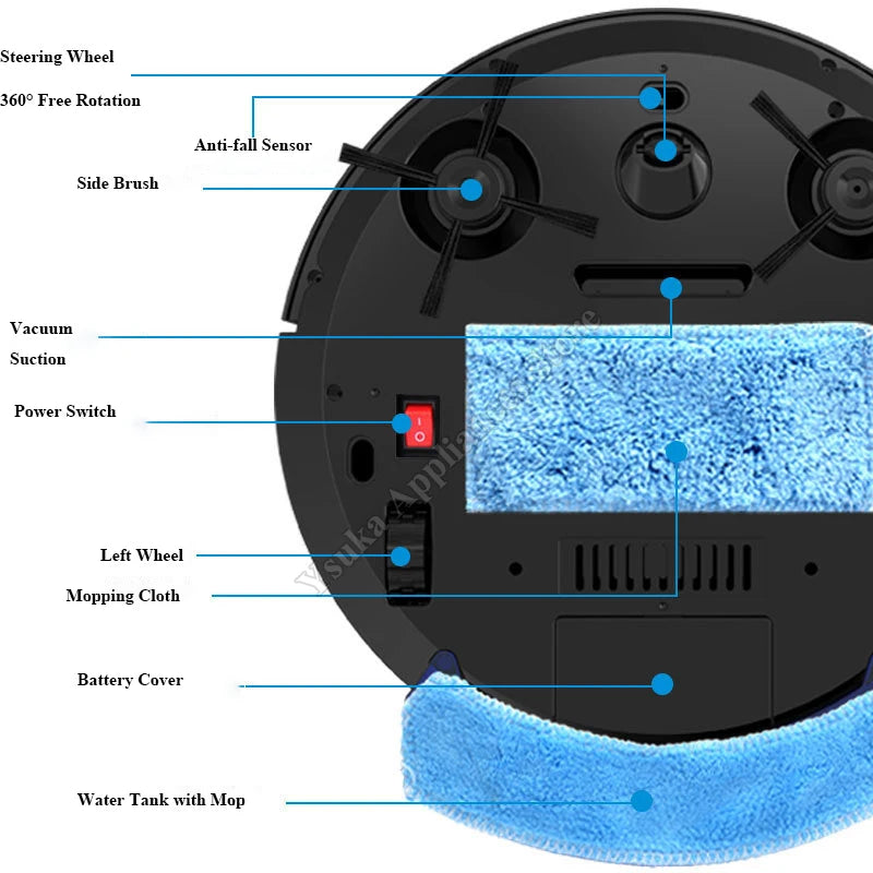 Smart Sweeping, Vacuuming And Mopping All-In-One Robot Vacuum Cleaner Fully Automatic Household Cleaning Appliance