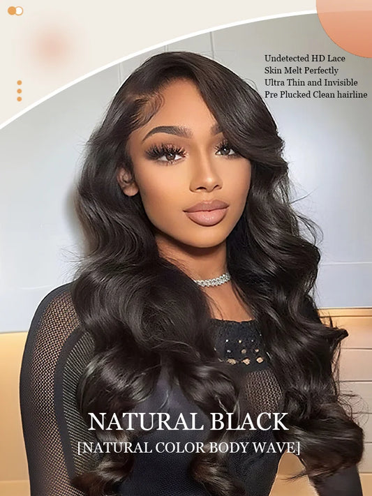 13x6 Lace Frontal Wig Body Wave 36 Inch 220% Density Natural Black HD Transparent Lace Front Brazilian Human Hair Wigs For Women