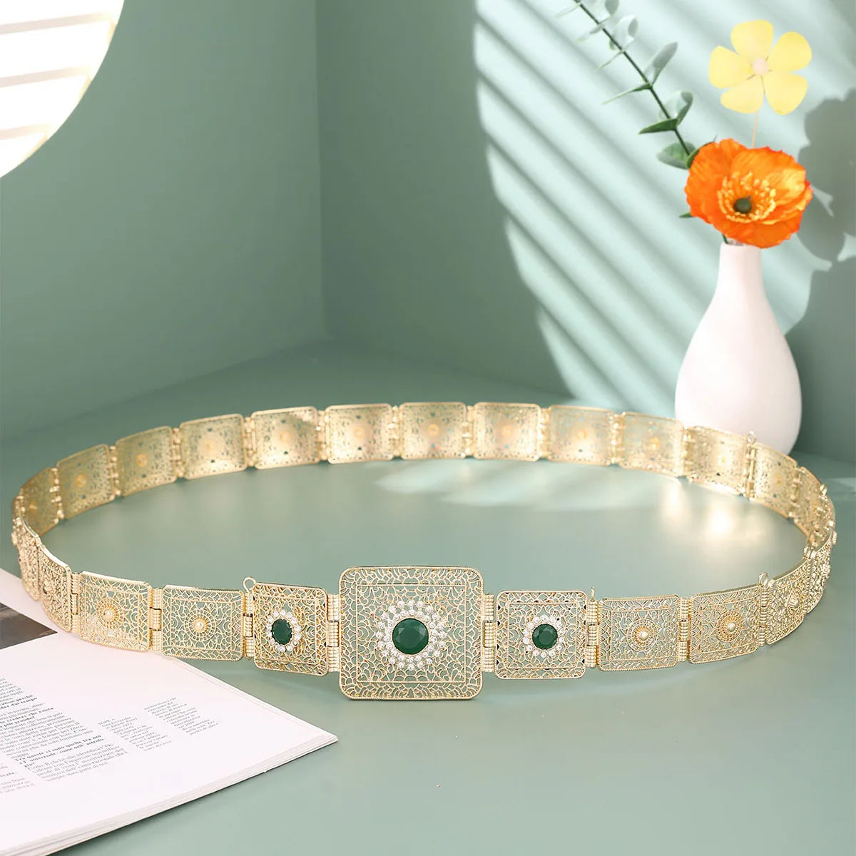 Moroccan Caftan Belt For Women Dress Waist Chain Gold Color Arabic Bride Wedding Jewelry Robe Sash Body Chain