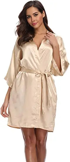 Satin Robe Female Intimate Lingerie Sleepwear Silky Bridal Wedding Gift Casual Kimono Bathrobe Gown Nightgown Sexy Nightwear