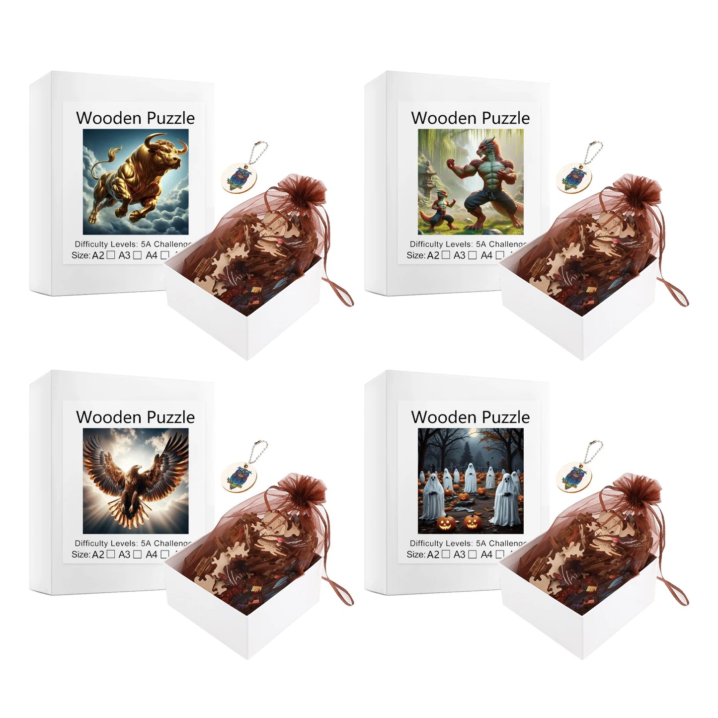 Bull Dragon Eagle Ghost Animal Puzzles High Quality Jigsaw Puzzle Wooden Puzzle Best Christmas Gift