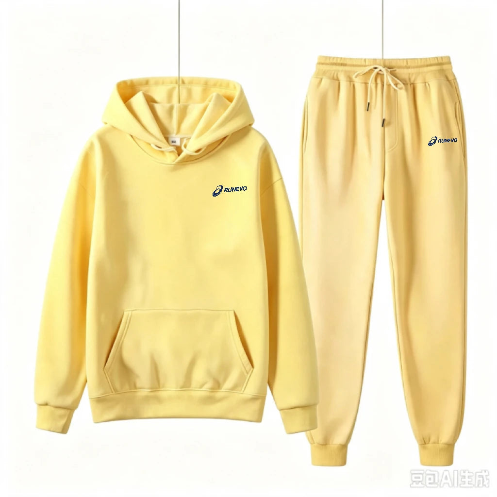 Women's Fashion Printed Autumn and Winter 2-Piece Sportswear Hooded Pullover Pants Sports Suit