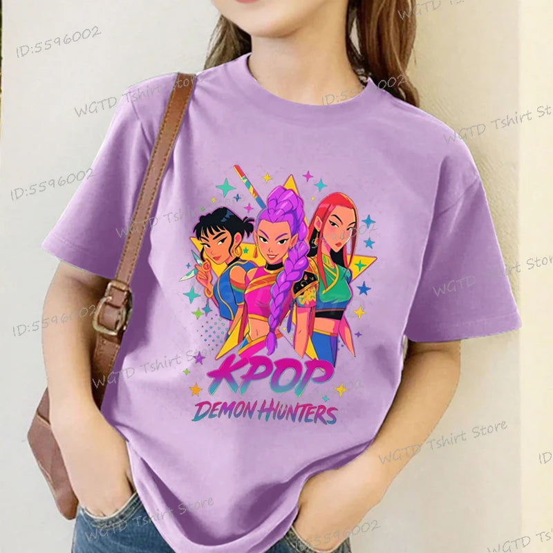 Children's Clothing KPop Demon Hunters Fashion Casual Tops 2025 Hot Movie Soft Cotton Baby Girls T Shirt Fans Gifts Kids Clothes