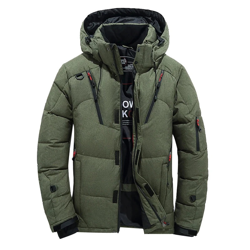 Down Jacket Male Winter Men White Duck Down Jacket Hooded Outdoor Thick Warm Padded Snow Coat Oversize M-4XL