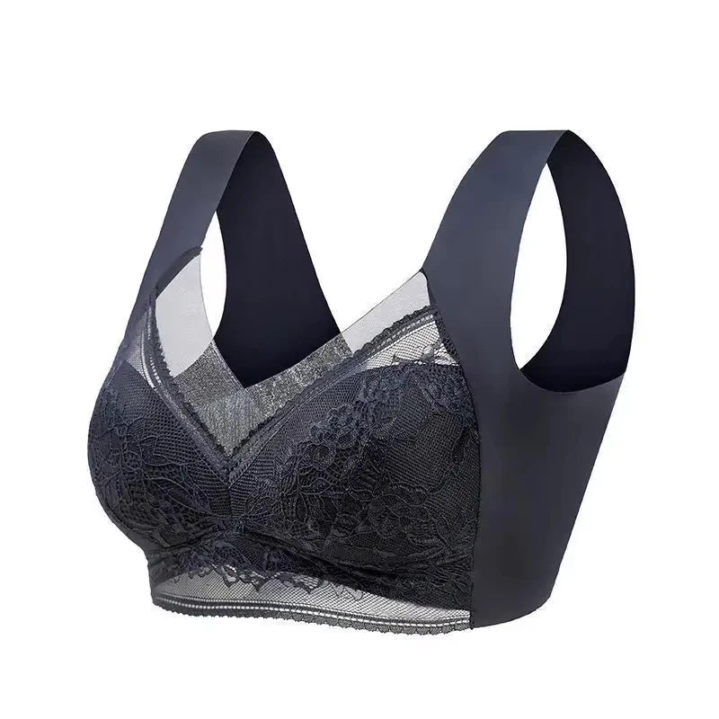 L-5XL Women Large Bra Push Up Ice Silk Seamless upper Bralette Lace Wireless Summer Bras Plus Size Top Lingerie Underwear 15019
