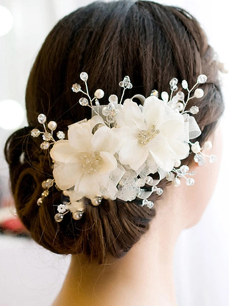 Wedding Bride Headpiece Stunning Crystal Pearls Beading Bridal Hats Hair Accessories with Comb Ceinture Mariage