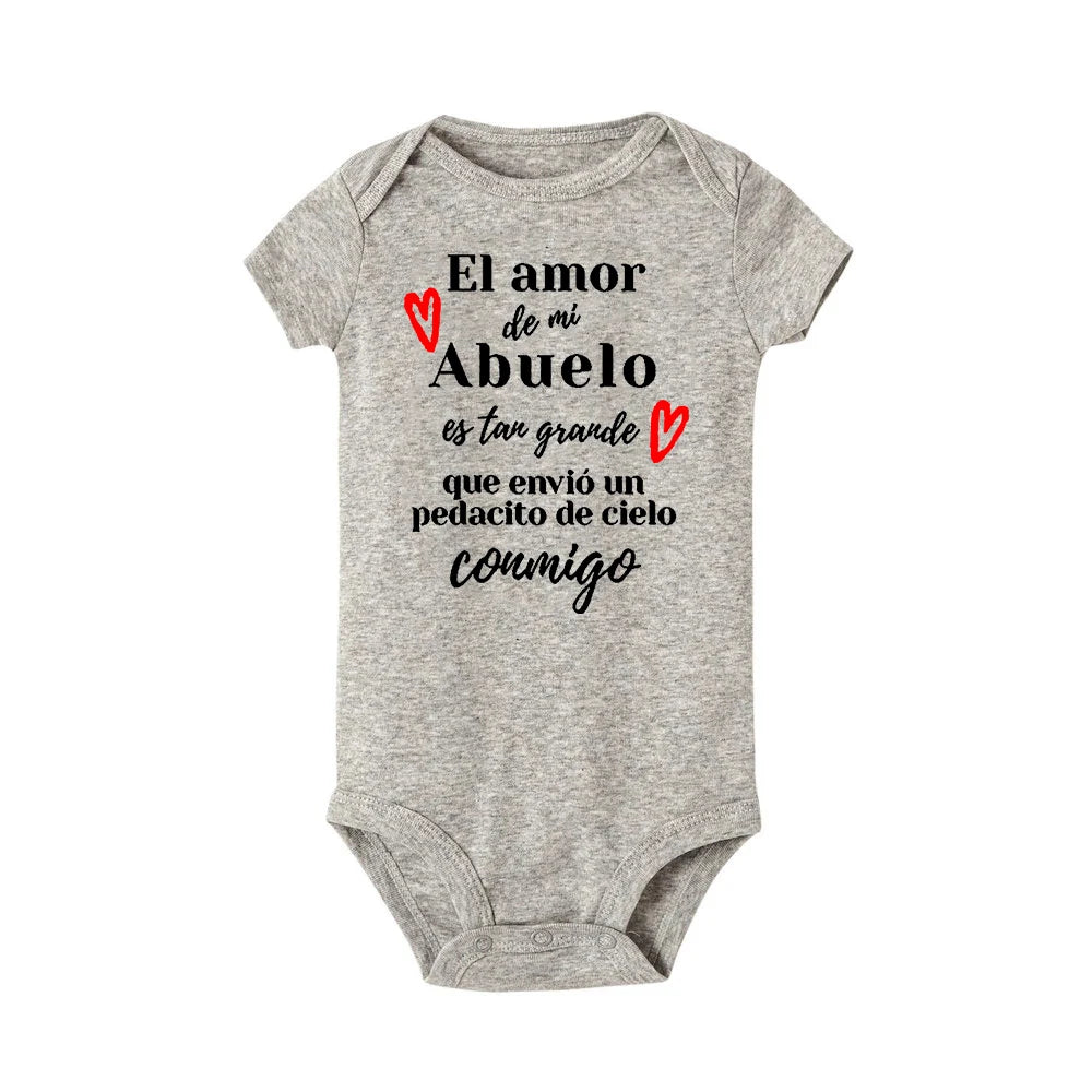 El Amor De Mi Abuelo Es Tan Grande Baby Bodysuit Spanish Print Unisex Baby Clothes Newborn Rompers Summer Boy Girl Ropa Jumpsuit