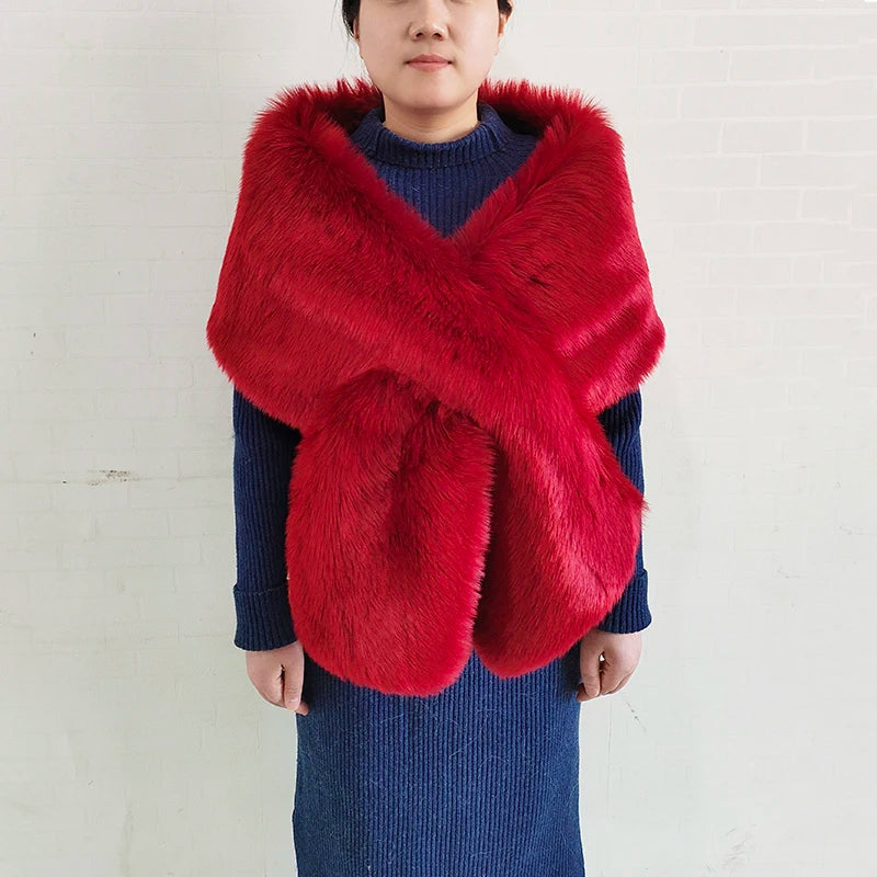 Faux Fur Wedding Shawl Woman Party Bride Cape Cloak Autumn Winter Banquet Stage Dress Scarf Bridal Wrap Bolero Accessory Stock