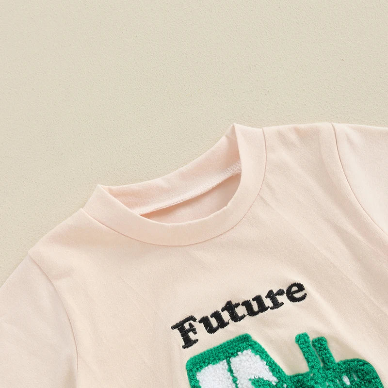 Toddler Boys 2-Piece Outfit Cute Bear Print Tee with Matching Elastic Waist Shorts for Summer Playtime