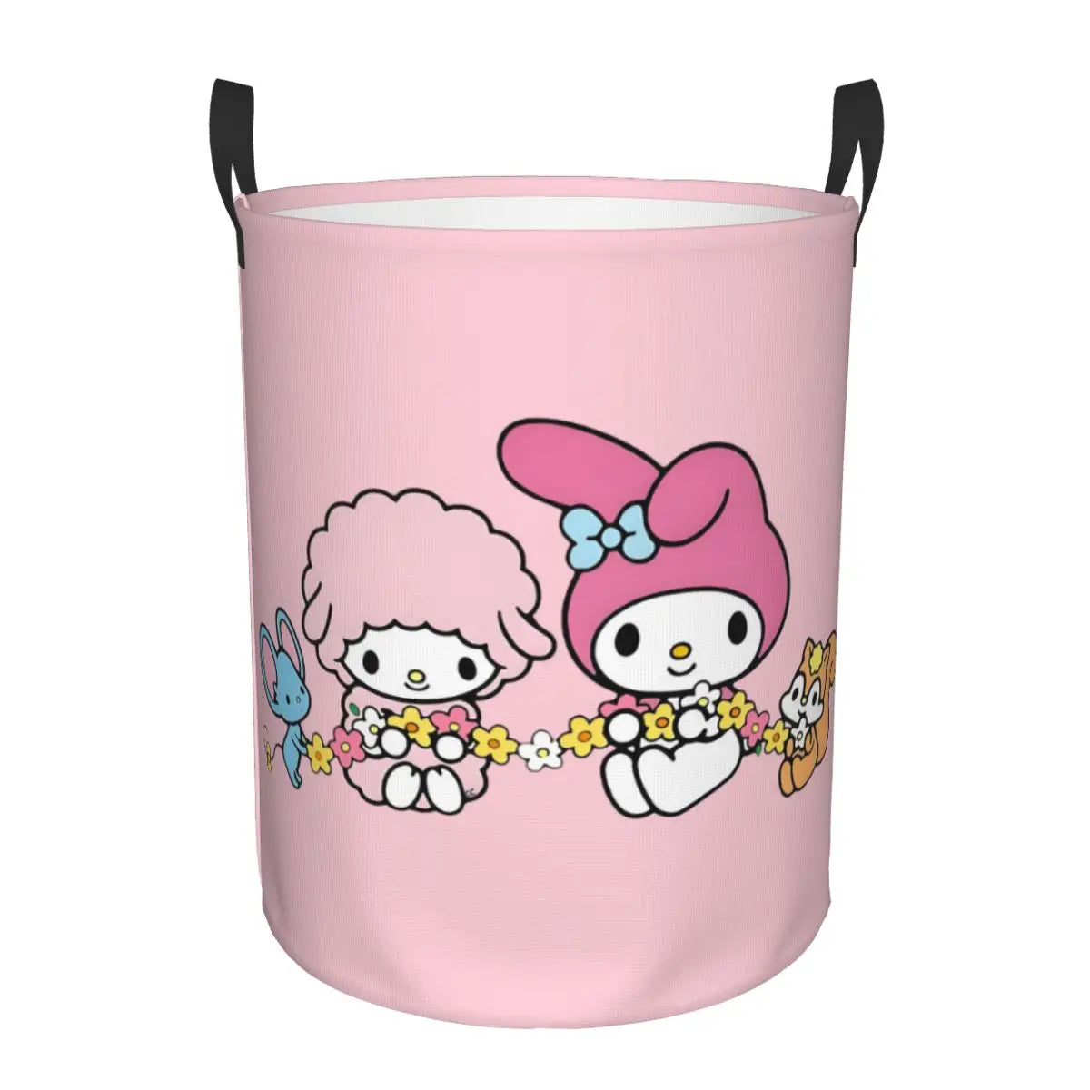 Custom Melody Laundry Basket Collapsible Pink Rabbit Clothes Hamper for Baby Kids Toys Storage Bin