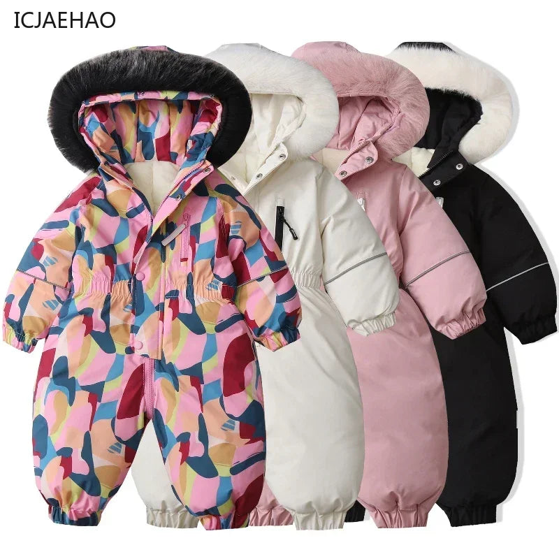 2025 Newborn Romper Thickened Warm Jumpsuit Winter Hooded Trend Toddler Baby Clothes Boy Girl Solid Color Fashion Coat Winter