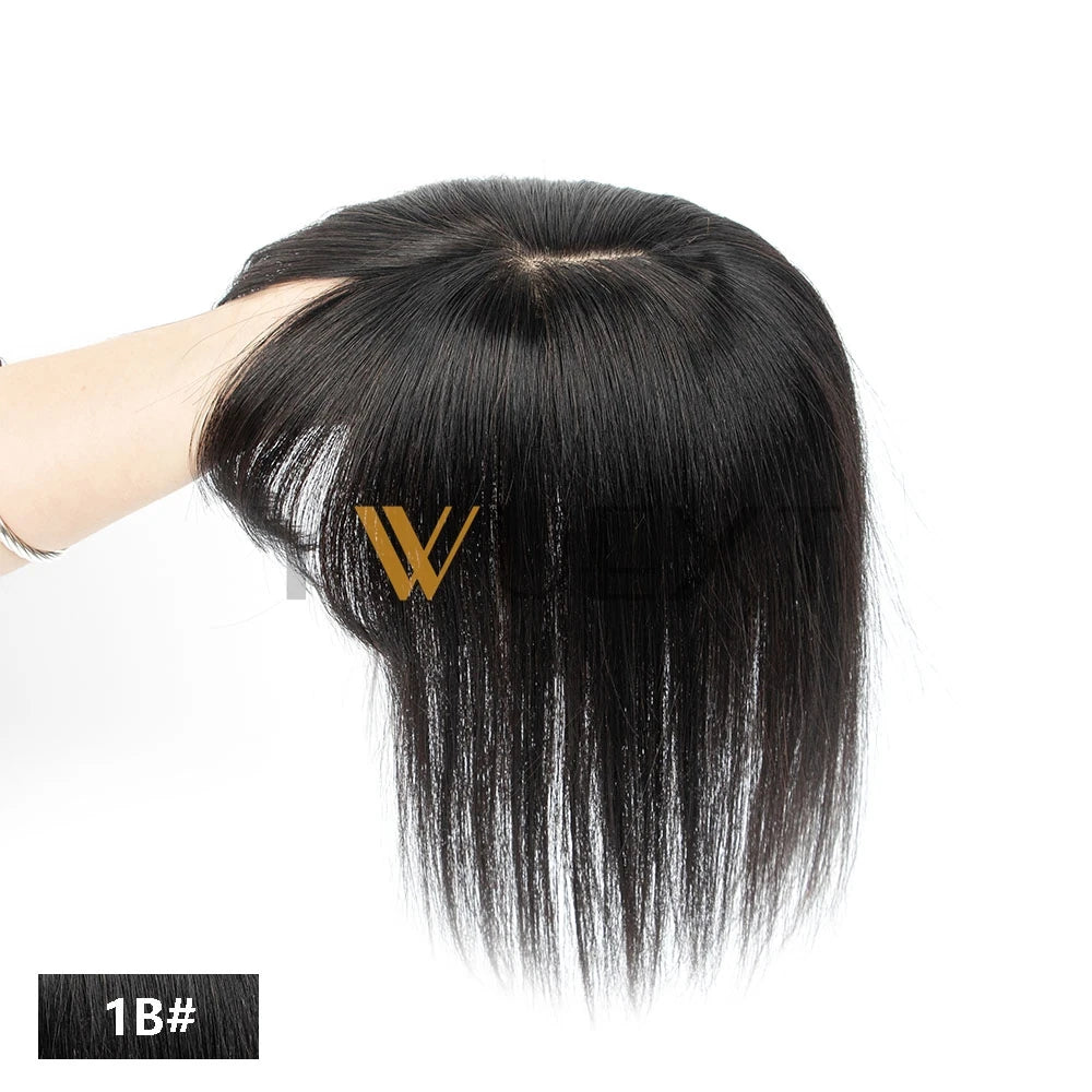 Clip In Hair Pieces Toppers 8"-12" Natural Human Hair Extensions Piece Brown Color Women With Bangs 8x12cm Base