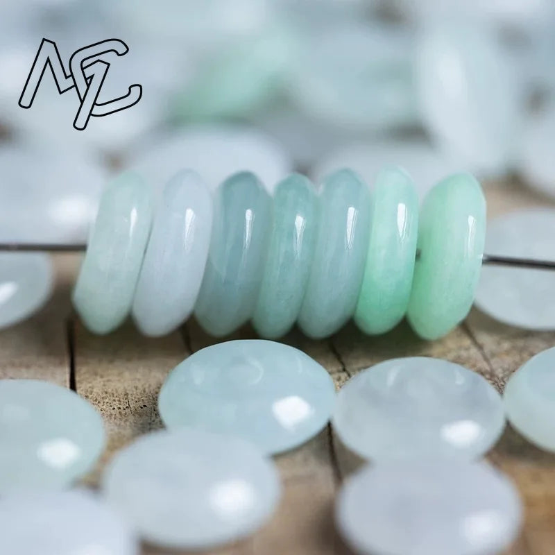 10pcs Natural Emerald White Jade Ping An Knot DIY Bracelet Necklace Charm Jadeite Jewellery Fashion Accessories Gift Women Men